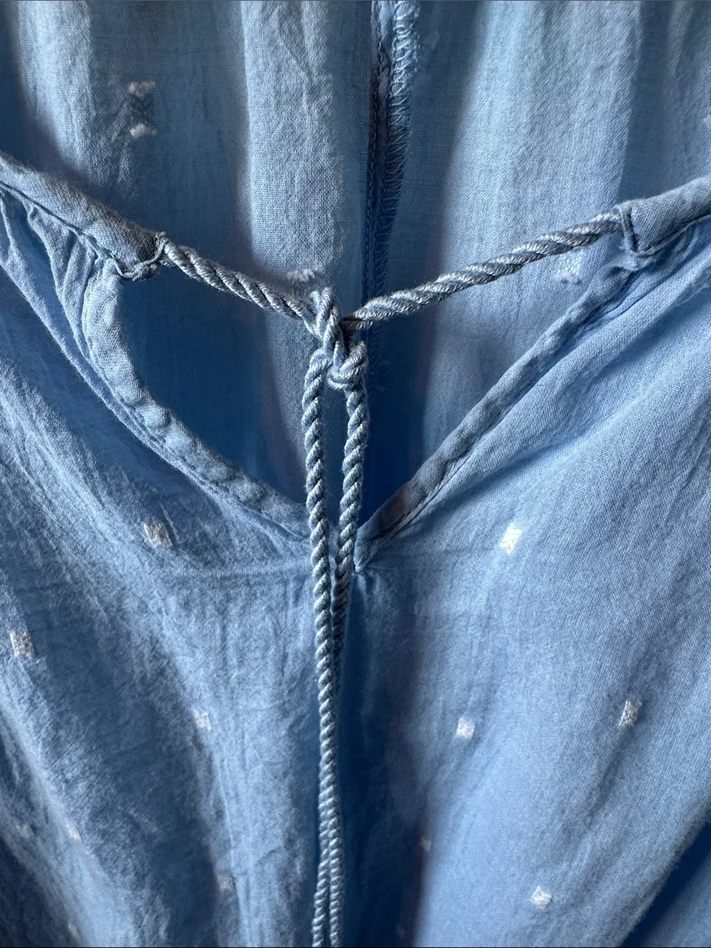 J. CREW Light Blue Peasant Blouse with Tassel Tie